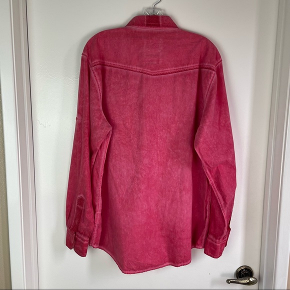 Franky Max Button Front Long Sleeve Double Pocket 100% Cotton Red Shirt Men’s XL - Picture 2 of 10